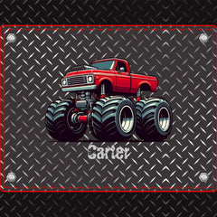 Red monster truck metal lunch box