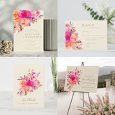 Elegant Chic Pink Watercolor Floral Wedding Custom Can Cooler