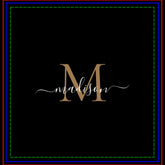 Elegant Black Gold Monogram Feminine Script Name Shower Curtain
