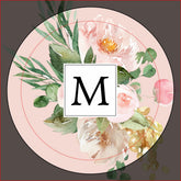 Modern Watercolor Pink Flowers Monogrammed Wine Charm