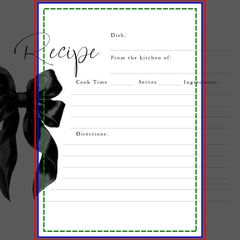 She's Tying the Knot Black Bow Bridal Recipe Card
