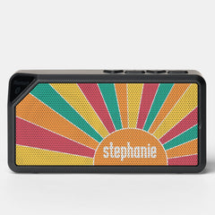 Retro stripe sunrise - monogram name bluetooth speaker