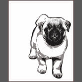 Cute Pug Dog Modern Wood Art Black & White