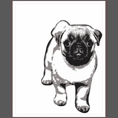 Cute Pug Dog Modern Wood Art Black & White