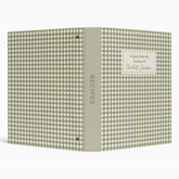 Rustic Olive Green Gingham Plaid Monogram Recipe 3 Ring Binder