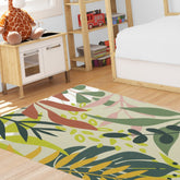 Modern Tropical leaves Contemporary Living area Rug