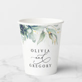 Succulents Gold Greenery Elegant Modern Wedding Paper Cups