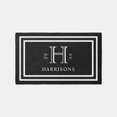 Monogram Family Year Established Black White Rug