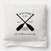 Rustic Lake House Themed Family Name Cornhole Bags