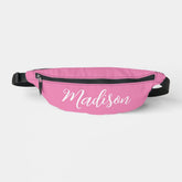 Trendy Pink Girls Name Handwritten Script Custom Fanny Pack