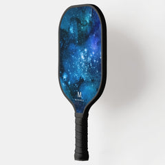 Cool Nebula Galaxy Monogram Name Pickleball Paddle