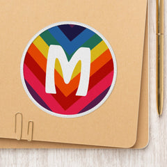 Awesome Retro Rainbow Chevron Monogram Patch