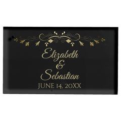 Gold on Black Elegant Wedding Table Place Card Holder