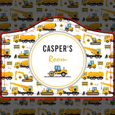 Cute Kids Room Decor Construction Trucks Vehicles Door Sign