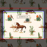Western Cactus Desert Horse Cowgirl Personalized Accessory Pouch