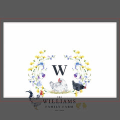 Rustic Farmhouse Chicken | Family Name Monogram Kitchen Towel