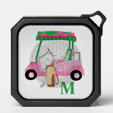 Unique Charming Golf Cart with Clubs Monogram Bluetooth Speaker