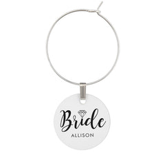 Stylish Script "Bride" Personalized Wine Charm