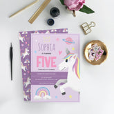 Girls Cute Purple Princess Unicorn Kids Birthday Paper Plates