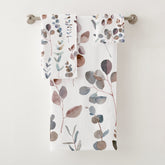 Elegant Rustic Watercolor Eucalyptus Leaves Bath Towel Set