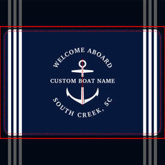 Modern Custom Boat Name Welcome Aboard Nautical Bath Mat