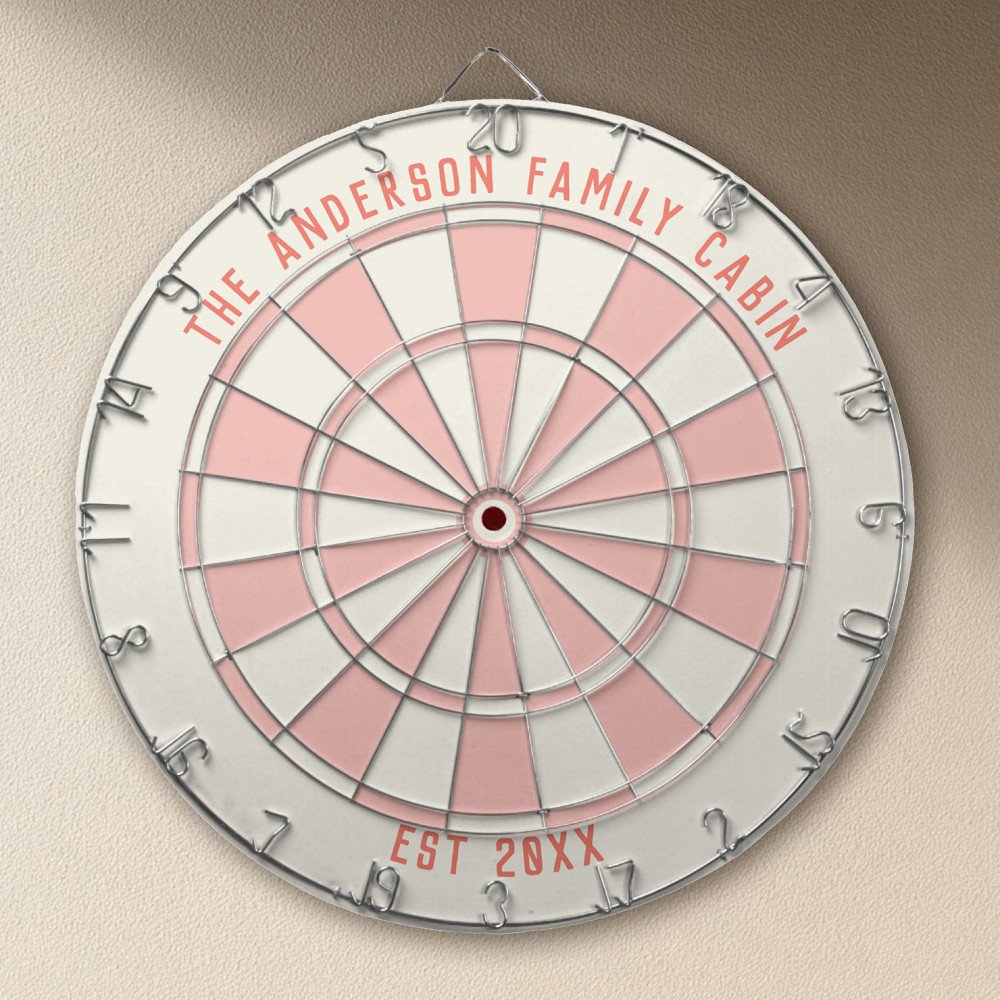 Personalized Family Name Custom Pink Game Room Dart Board
