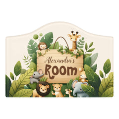 Personalized Cute Jungle Animals Kids Door Sign