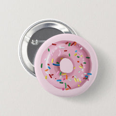Pink Sprinkle Donut Birthday Party Favor Button
