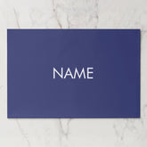 Minimalist navy blue custom name paper placemats