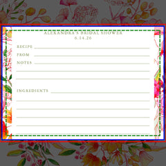 Cute Modern Pink Orange Flowers Shower Recipe Card