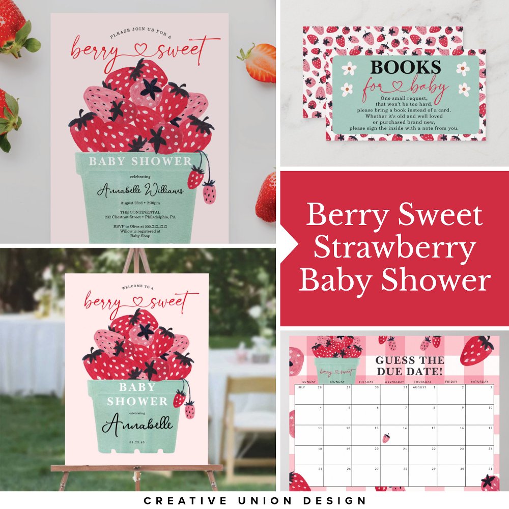 Berry Sweet Baby Shower Favor Bag Strawberry