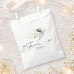Greenery Gold Leaves Elegant Thank You Favor Bag