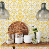 Azulejo Portuguese Mediterranean Yellow White 4 Ceramic Tile