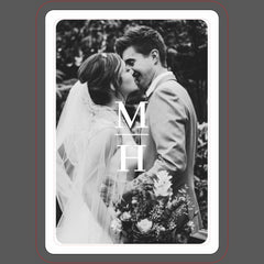 Couples Initials Retro Photo Monogram Poker Cards