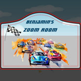 Children's Door Sign Racing Car Checkered Flag