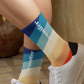 Retro 70s Stripes Personalized name Socks