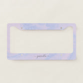 Pastel Lavender Abstract Liquid Ink Girly Name License Plate Frame