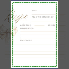 Cream Bow Elegant Bridal Shower Recipe Cards