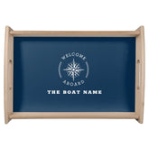 elegant navy blue nautical compass boat serving tray