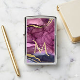 Monogram Purple Pink and Gold Agate Geode Zippo Lighter