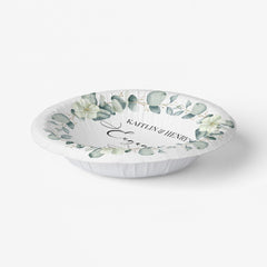 Green Eucalyptus Leaves Botanical Engagement Party Paper Bowls