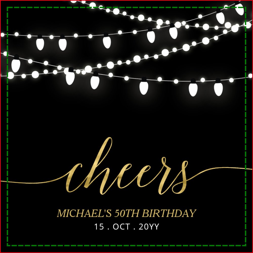 Black & Gold | Elegant Lights Adult Birthday Party Napkins