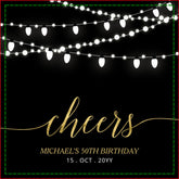 Black & Gold | Elegant Lights Adult Birthday Party Napkins