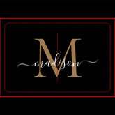 Modern Black Gold White Monogram Script Elegant Bath Mat