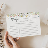 Colorful Dainty Wild Bridal Shower Recipe Card
