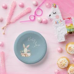 Blue Baby Love Script Baby Shower Paper Bowls
