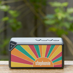 Retro stripe sunrise - monogram name bluetooth speaker