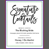 Chic Hand Lettered Signature Cocktails Menu Black Pedestal Sign