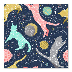 Cute Celestial Mystical Space Cats Wallpaper