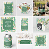 Modern Artsy Abstract Green Watercolor Wedding Poker Cards